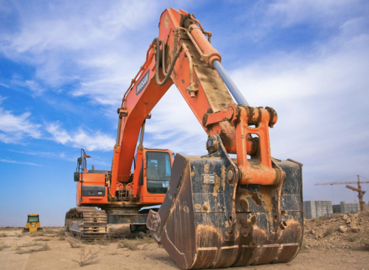Large Orange Backhoe